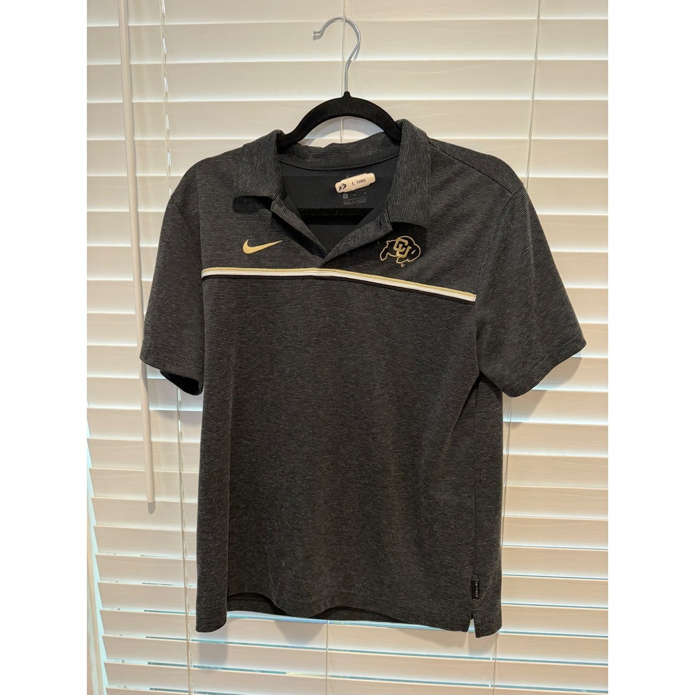 Nike‎ Colorado Buffaloes Dri-FIT Team Issue Polo Shirt Black Gold Womens Medium